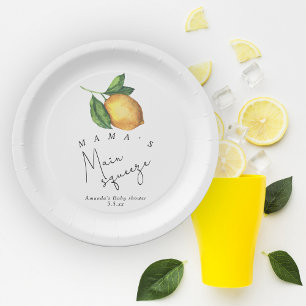 Plato De Papel La ducha de bebé Lemon de mi mamá