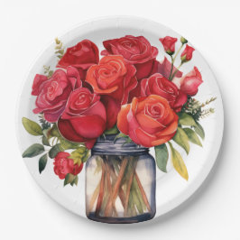 Plato De Papel La elegante boda de Roses Rojos