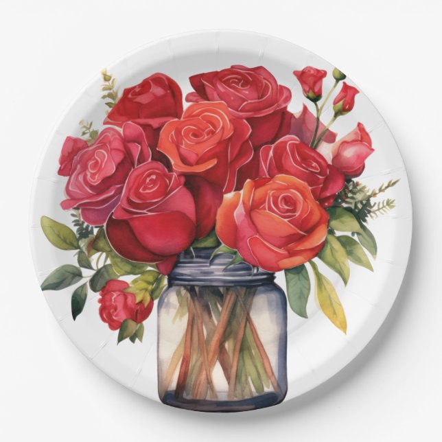 Plato De Papel La elegante boda de Roses Rojos (Anverso)