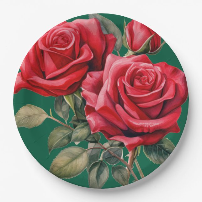 Plato De Papel La elegante boda de Roses Rojos (Anverso)