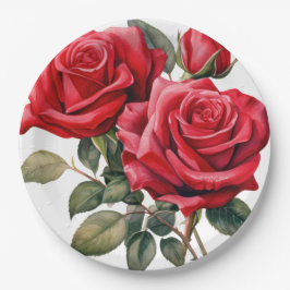 Plato De Papel La elegante boda de Roses Rojos