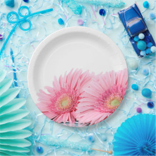 Plato De Papel La elegante fotografía de Gerbera Rosa Daisies