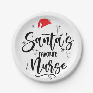 Plato De Papel La enfermera favorita de Santa Navidad
