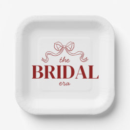 Plato De Papel La Era Nupcial | Boda Boceto Lazo de Cinta Roja