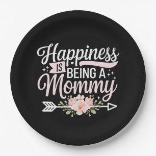 Plato De Papel La Felicidad Es Ser Una Mamá Floral Día de la Madr