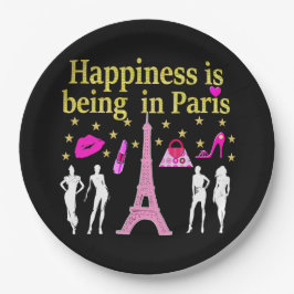 PLATO DE PAPEL LA FELICIDAD ESTÁ SIENDO EN PARÍS