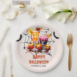 Plato De Papel La fiesta de Halloween Hermosa bebida Cóctel