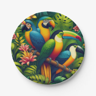 Plato De Papel La Fiesta de la Selva: Una fiesta colorida