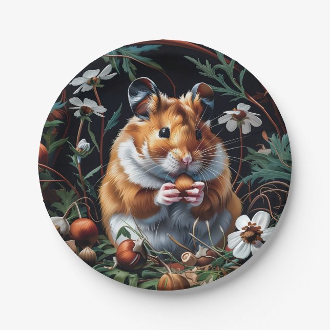 Plato De Papel La fiesta de otoño de Hamster (Anverso)