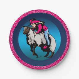 Plato De Papel La Fiesta occidental Cowgirl Mutton Bustin, la ban