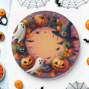 Plato De Papel La flor de la festividad de Halloween encantada