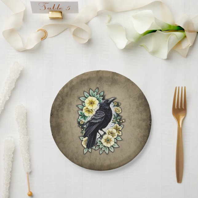 Plato De Papel La gracia y la elegancia del cuervo. (Boda)