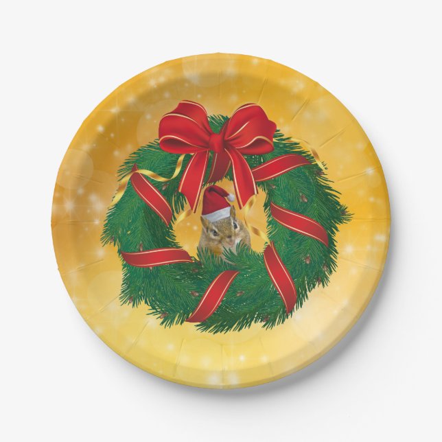Plato De Papel La guerra de los Navidades de Chipmunk (Anverso)