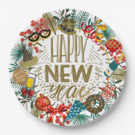 Plato De Papel La guirnalda de Año Nuevo
