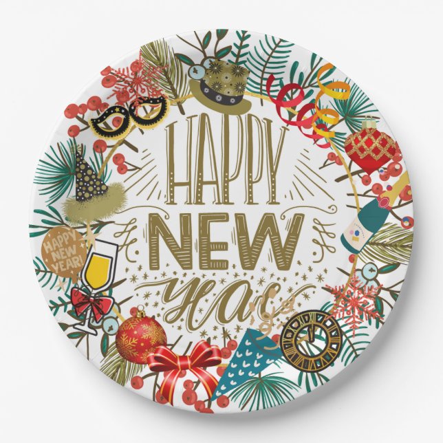 Plato De Papel La guirnalda de Año Nuevo (Anverso)