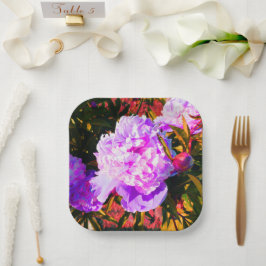 Plato De Papel La hermosa ronda de peoneses rosados