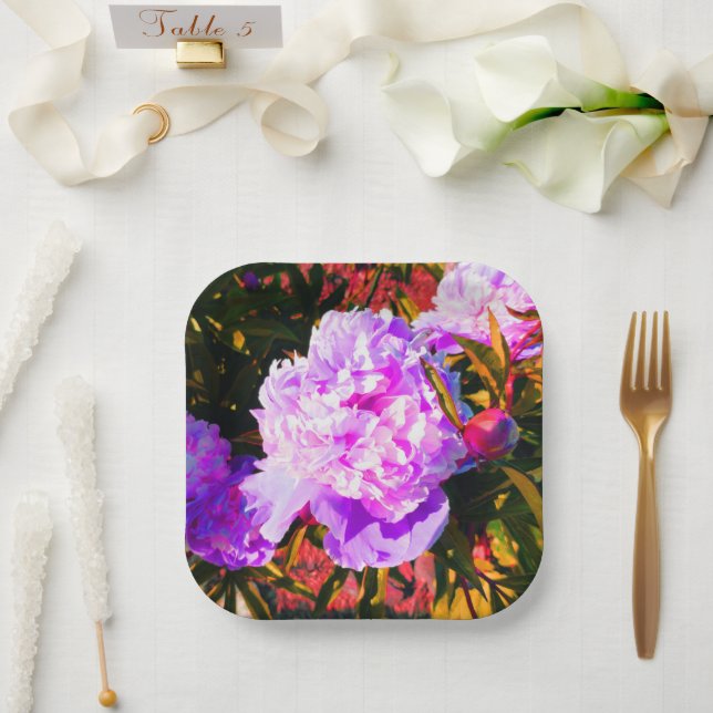 Plato De Papel La hermosa ronda de peoneses rosados (Boda)