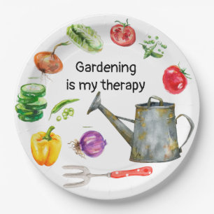 Plato De Papel La jardinería es mi olla de riego de verduras de
