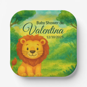 Plato De Papel La Jungla ruge de ternura León Kawaii Baby Shower