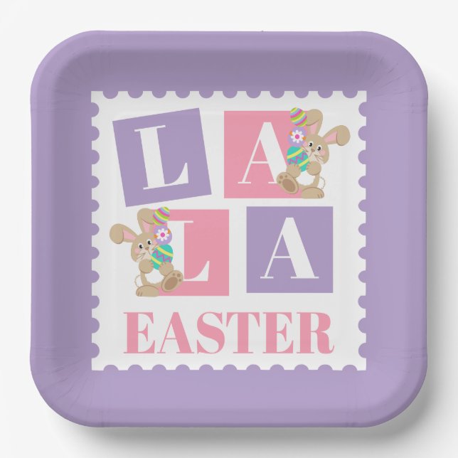 Plato De Papel La La Easter Bunny Party Plates (Anverso)