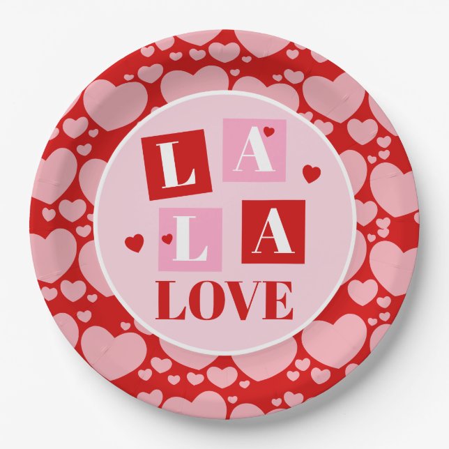 Plato De Papel La La Love Día de San Valentín (Anverso)