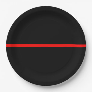 Plato De Papel La línea roja fina simbólica declaración