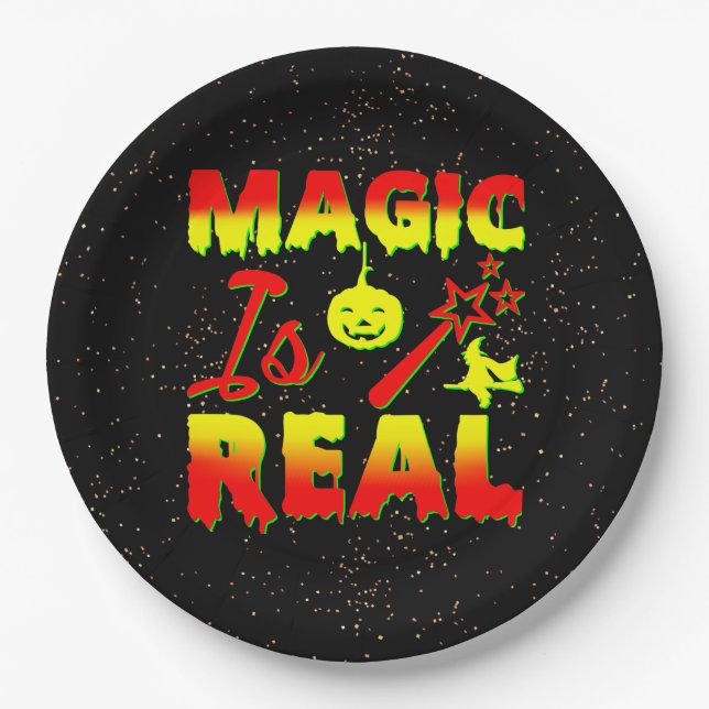 Plato De Papel La magia es la verdadera varita de halloween (Anverso)