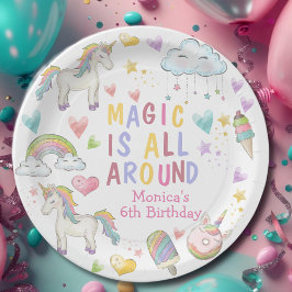 Plato De Papel La magia está en torno al cumpleaños de unicornio 