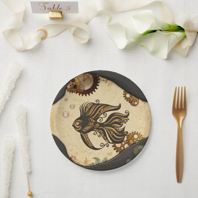 Plato De Papel La maravilla mecánica del pez vapor del océano. (Boda)