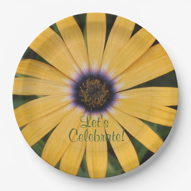 Plato De Papel La margarita amarilla celebremos (Anverso)