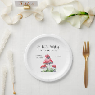 Plato De Papel La mariquita acuarela está en camino. Regalo de ba