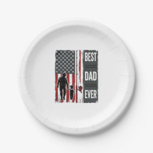 Plato De Papel La mejor bandera de pesca para papá vintage diseño