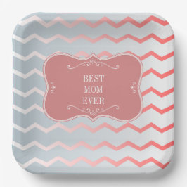 Plato De Papel La mejor madre del mundo, marco rosa