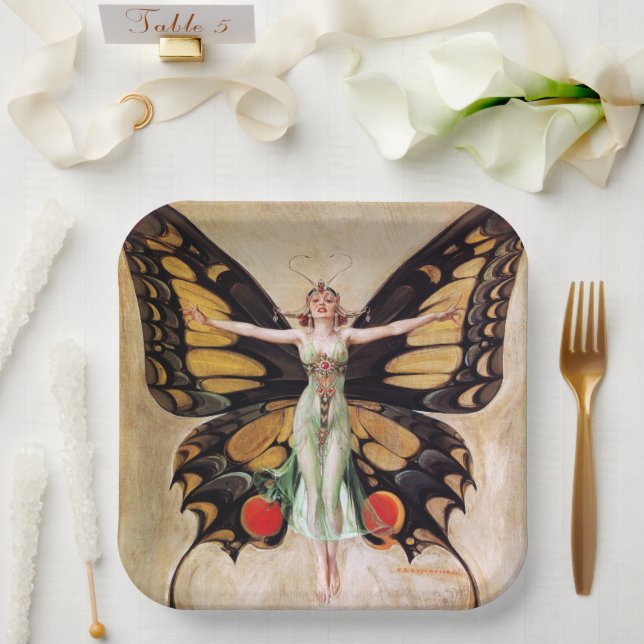 Plato De Papel La metamorfosis del Chica Flapper a la mariposa 19 (Boda)