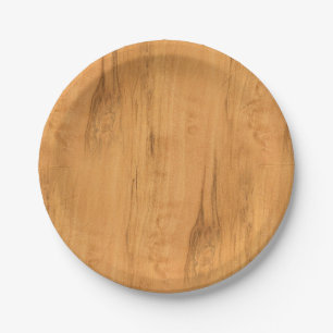 Plato De Papel La mirada de la textura de madera del grano del