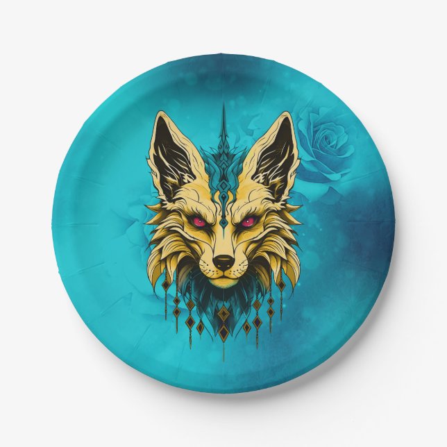 Plato De Papel La misteriosa cabeza de zorro, noble y misterioso. (Anverso)