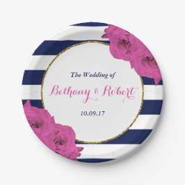 Plato De Papel La Moda Moderna Colección Boda Luxe Roses Rosa