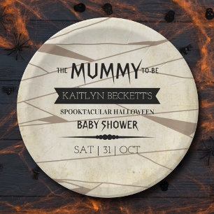 Plato De Papel La momia vintage debe ser Baby Shower de Hallowe