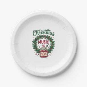 Plato De Papel La música de Navidad es un jarrón de piña de Navid