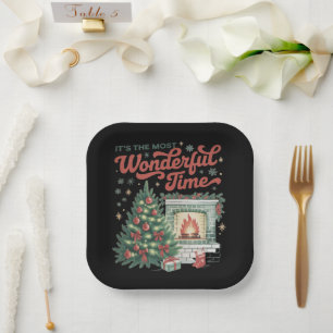 Plato De Papel La Navidad es el momento más maravilloso Vintage