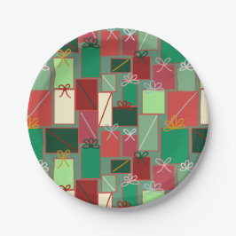 Plato De Papel La Navidad se presenta con cintas y arcos