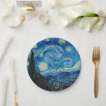 Plato De Papel La noche estrellada de Van Gogh<br><div class="desc">Noche estrellada,  famosa pintura de Vincent van Gogh.</div>