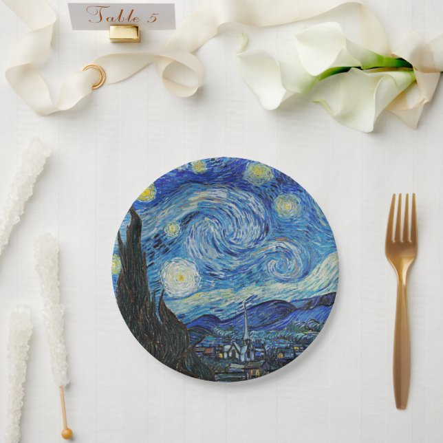 Plato De Papel La noche estrellada de Van Gogh (Boda)