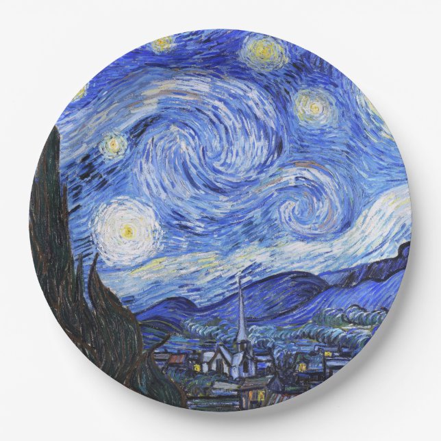 Plato De Papel La noche estrellada de Van Gogh (Anverso)