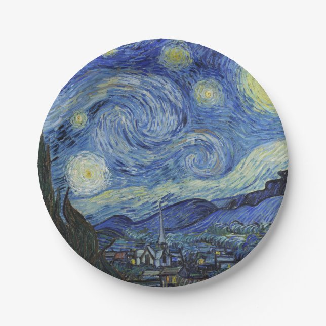 Plato De Papel La noche estrellada de Van Gogh (Anverso)