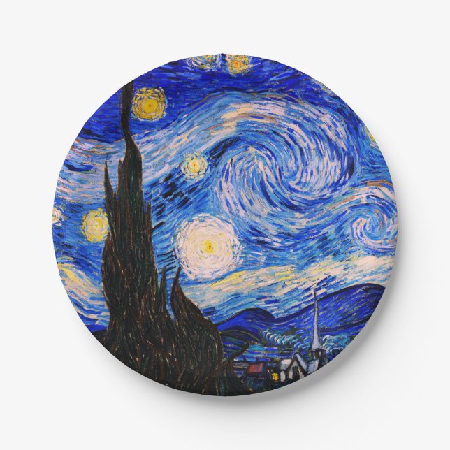 Plato De Papel La noche estrellada de Vincent Van Gogh (Anverso)