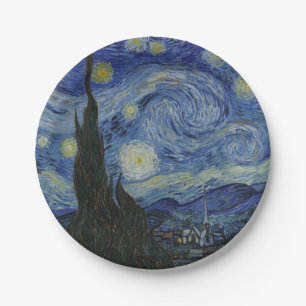 Plato De Papel La Noche Estrellada, pintura al óleo, Vincent Van