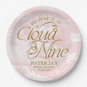 Plato De Papel La Novia Está En La Nube Nueve Rosa Oro Bridal Sho