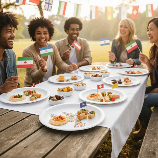 Plato De Papel La paloma de la paz mundial hecha con banderas int (Subido por el creador)