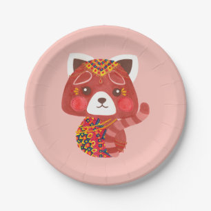 Plato De Papel La panda roja linda